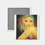 Flapper Art Deco Danser Lady Magnet (Voorkant / Achterkant)