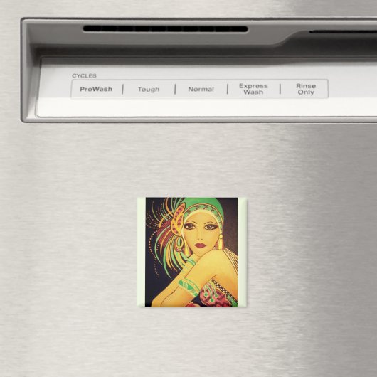 Flapper Art Deco Danser Lady Magnet (Insitu (Vaatwasser))