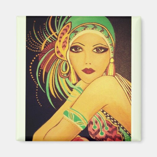 Flapper Art Deco Danser Lady Magnet (Voorkant)