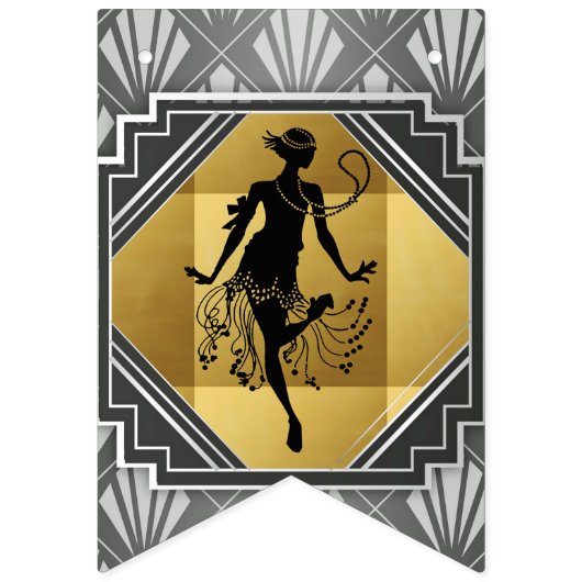 Flapper Art Deco Gatsby 6 Foot Bunting Banner (Tweede vlag)