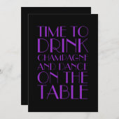 Flapper Bachelorette Invitation in paars Kaart (Voorkant / Achterkant)