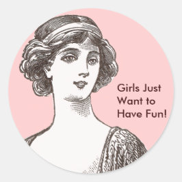  Flapper Beauty Meisjes Gewoon Willen Plezier Ronde Sticker