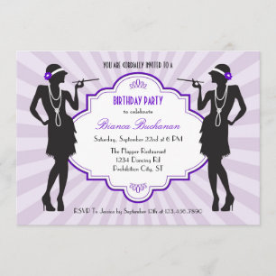 Flapper Birthday Party Invitation Kaart