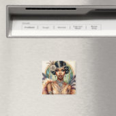 Flapper Black Woman Roaring 20s Glamour Magneet (Insitu (Vaatwasser))