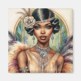 Flapper Black Woman Roaring 20s Glamour Magneet