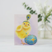 Flapper Chick No. 1 en Easter Egg Waterverf Art Briefkaart (Staand voorkant)