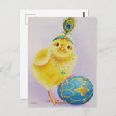 Flapper Chick No. 1 en Easter Egg Waterverf Art Briefkaart (Voorkant / Achterkant)
