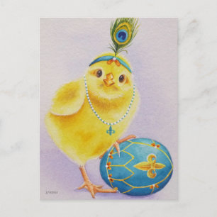 Flapper Chick No. 1 en Easter Egg Waterverf Art Briefkaart