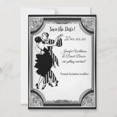 Flapper Couple Save the Date Magnetic Card Magnetische Uitnodiging (Voorkant)