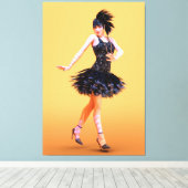 Flapper Dancing Vintage Canvas Afdruk (Insitu (Houten vloer))