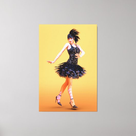Flapper Dancing Vintage Canvas Afdruk (Voorkant)