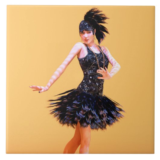 Flapper Dancing Vintage Tegeltje (Voorkant)