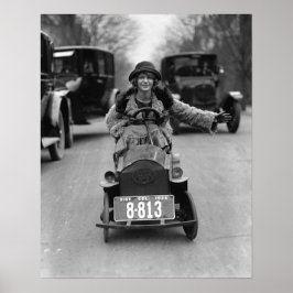 Flapper Driving Pedal Car, 1924.  foto Poster