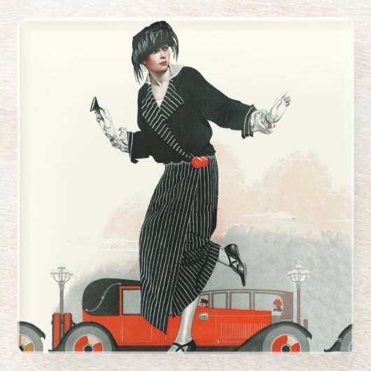 Flapper en Roadster Glazen Onderzetter (Voorkant)