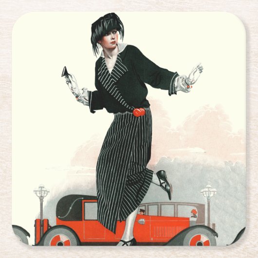 Flapper en Roadster Kartonnen Onderzetters (Voorkant)