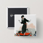 Flapper en Roadster Vierkante Button 5,1 Cm (Voorkant /achterkant)