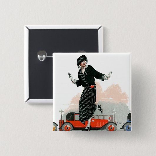 Flapper en Roadster Vierkante Button 5,1 Cm (Voorkant /achterkant)