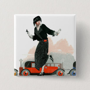 Flapper en Roadster Vierkante Button 5,1 Cm