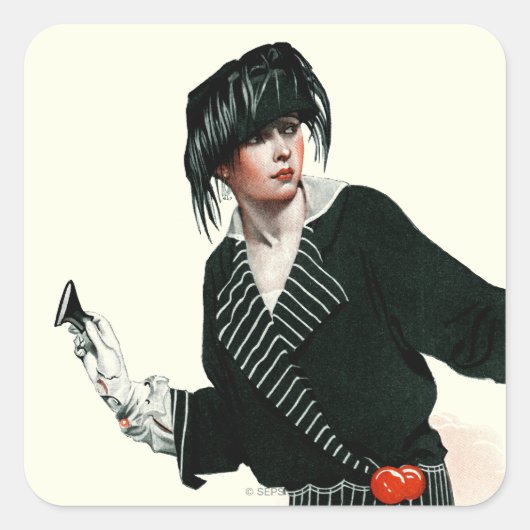 Flapper en Roadster Vierkante Sticker (Voorkant)