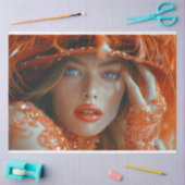 Flapper Flamboyance Dame in Sinaasappel Decoupage Tissuepapier (Craft)