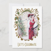 Flapper Gatsby Holiday Christmas Party Kaart (Voorkant)