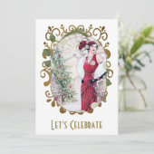 Flapper Gatsby Holiday Christmas Party Kaart (Staand voorkant)