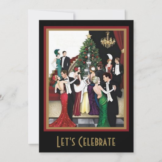 Flapper Gatsby Holiday Christmas Party Kaart (Voorkant)