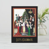 Flapper Gatsby Holiday Christmas Party Kaart (Staand voorkant)