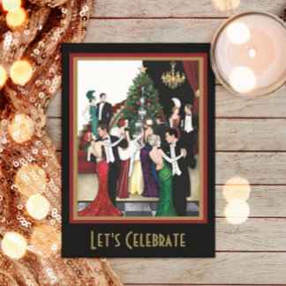 Flapper Gatsby Holiday Christmas Party Kaart