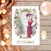 Flapper Gatsby Holiday Christmas Party Kaart