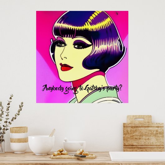 Flapper - Gatsby's Party. 1920. bewerkbare tekst Poster (Keuken)