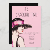 Flapper Girl Cocktail Party Kaart (Voorkant / Achterkant)