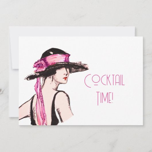 Flapper Girl Cocktail Party Kaart (Voorkant)