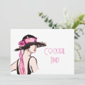 Flapper Girl Cocktail Party Kaart (Staand voorkant)