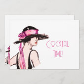 Flapper Girl Cocktail Party Kaart (Voorkant / Achterkant)