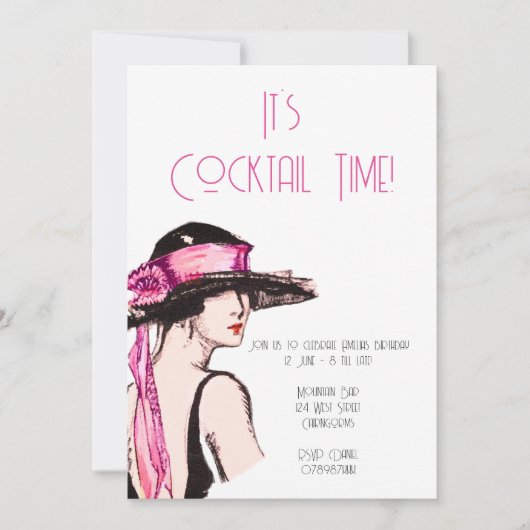 Flapper Girl Cocktail Party Kaart (Voorkant)