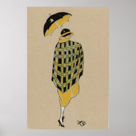 Flapper Girl in de regen Poster