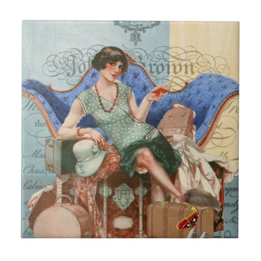  Flapper Girl in Parijs Tegeltje (Voorkant)