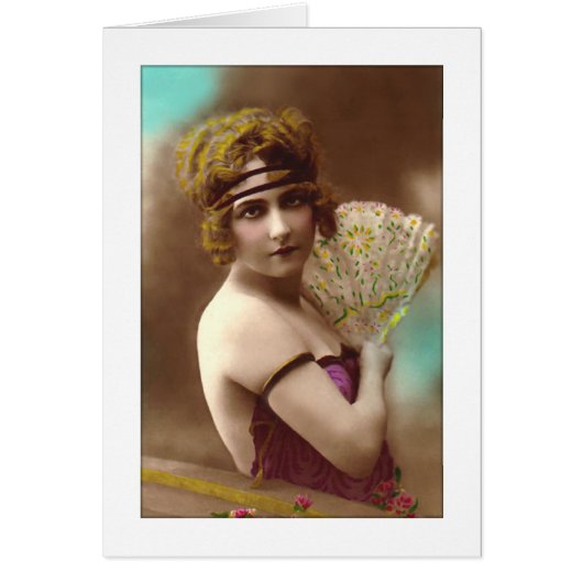 flapper girl in purple with a fan (Voorkant)