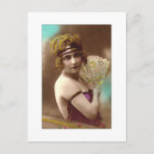 flapper girl in purple with a fan briefkaart (Voorkant)