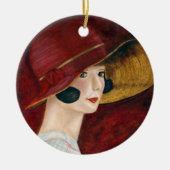 Flapper Girl in Red Pet Roaring Twenties 1920 Keramisch Ornament (Voorkant)