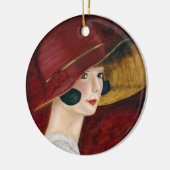 Flapper Girl in Red Pet Roaring Twenties 1920 Keramisch Ornament (Links)