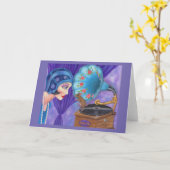 Flapper Girl Roaring Twenties Mouse Gramophone Kaart (Gele Bloem)