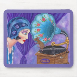 Flapper Girl Roaring Twenties Mouse Gramophone Muismat