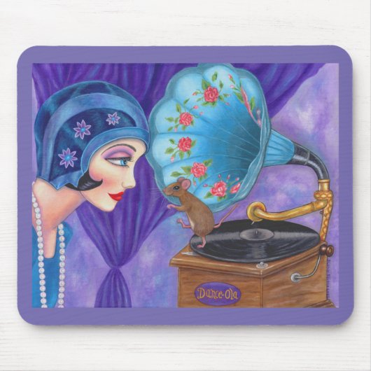Flapper Girl Roaring Twenties Mouse Gramophone Muismat (Voorkant)