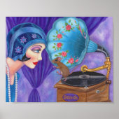 Flapper Girl Roaring Twenties Mouse Gramophone Poster (Voorkant)