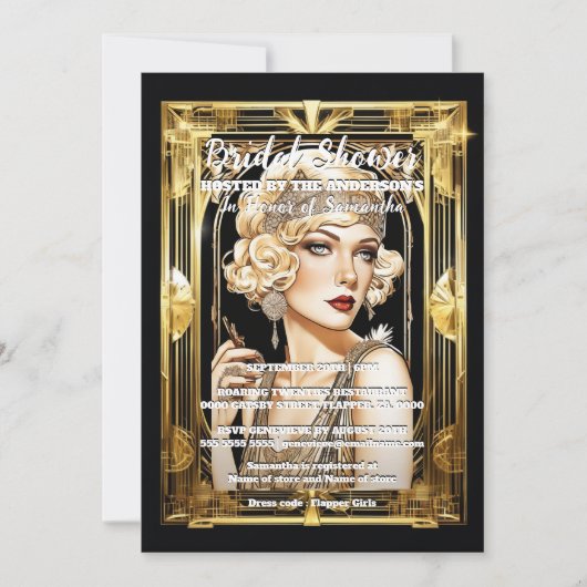 Flapper girl speakeasy jaren 20 blond Gatsby thema Kaart (Voorkant)