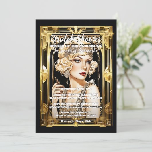 Flapper girl speakeasy jaren 20 blond Gatsby thema Kaart (Staand voorkant)