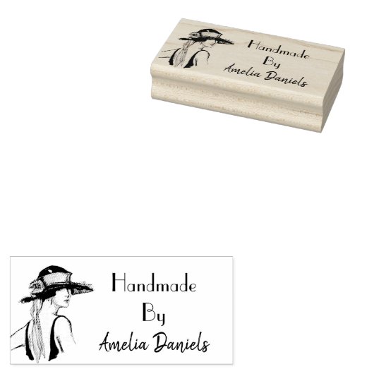 Flapper Girl uit 1920 gemaakt door zelfinkend stem Rubberstempel (Gestempeld)