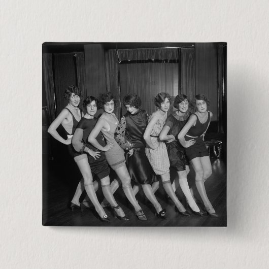 Flapper Girls: 1925 Vierkante Button 5,1 Cm (Voorkant)